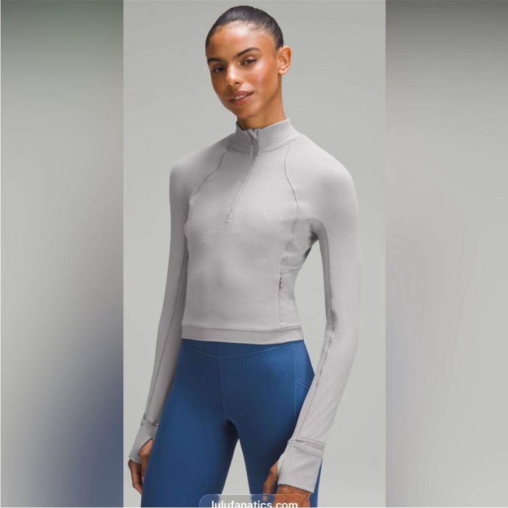 lululemon It’s Rulu Run Cropped Half Zip in Rhino Grey